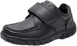 Ahannie Boys Soft School Uniform Shoes, Kids Comfort Oxford Dress Shoe(Toddler/Little Kid/Big Kid), Black-01, 5 Big Kid