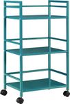 WINSTAR Metal Rolling Trolley with Lockable Wheels | Heavy Duty Multifunctional Metal Frame Cart | Ideal for Home, Kitchen, Bathroom and Office Storage | (Teal, 3-Tier)