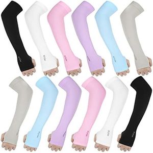 6 Pairs Arm Sleeves for Men Women UPF50+ UV Protection Sun Sleeves Sport Cooling Compression Arm Sleeve Cover with Thumb Hole (Mix Colors)