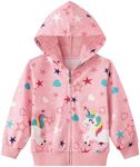 Girls Hoodie Kids Zip Up Unicorn Jumper Zipper Hooded Sweatshirt Toddler Long Sleeve Christmas Hoody Tops for Girls 3-8 Years, Pink, 6 Years