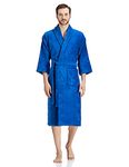 Amazon Brand - Solimo 100% Cotton Unisex Bathrobe, Turkish Blue, Medium – Qty – 1 No