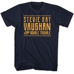 Stevie Ray Vaughan Musician Singer Guitarist Double Trouble Adult T-Shirt Tee, Blue, X-Large