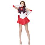 OURCOSPLAY Women's Sailor Moon Hino Rei Cosplay Costume 6 Pcs Set - Red - Women X-Small