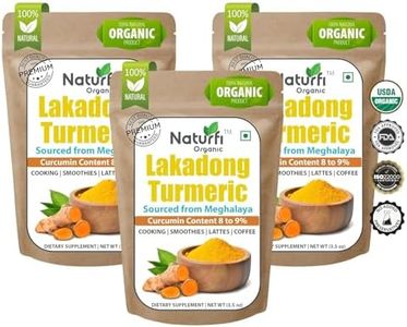 Naturfi Organic - Lakadong Turmeric Powder High Curcumin 9% (300g/ 10.5oz) Non GMO, Gluten Free, 100% Raw, Sourced from India, High Curcumin, Premium Quality