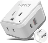 Ceptics Thailand Travel Adapter Set, PAK KIT 20W PD & QC, Type O - 3.1A - 4 in 1-2 USA Inputs, 1 USB Port, 1 USB-C Port - Compact, Powerful - Includes Type O Swadapt Attachments