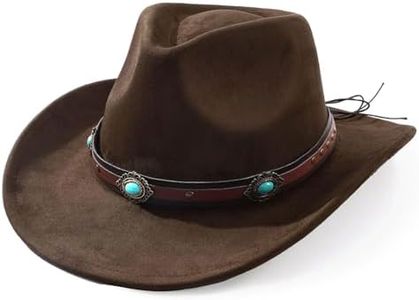SANSTHS Cowboy Cowgirl Hats for Men Women Suede Hat Wide Brim Felt Hats Western Leather Cowboy Hats for Lover