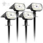 Solar Spot Lights Outdoor, 4 Pack 60 LED/3 Modes Solar Motion Sensor Lights with Optical Lenses, IP67 Waterproof Outdoor Solar Lights, Auto ON/Off Solar Lights Outdoor for Yard, Garden, Lawn