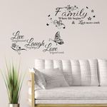 SwirlColor Family Live Laugh Love Wall Stickers 2pcs, Inspiring Wall Decals Family Letter Wall Art Stickers for Bedrooms Living Room Kitchen