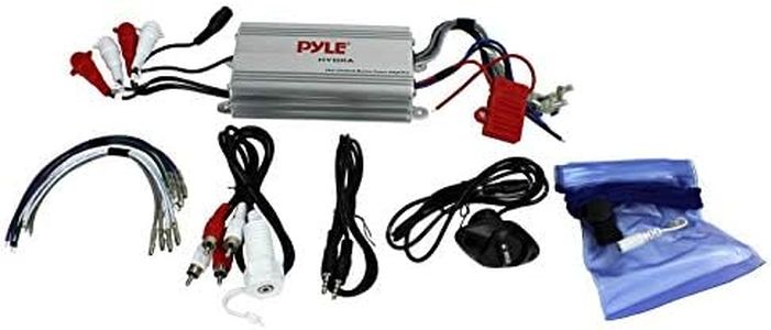 Pyle Hydra Marine Amplifier - Upgraded Elite Series 400 Watt 4 Channel Micro Amplifier - Waterproof, GAIN Level Controls, RCA Stereo Input, 3.5mm Jack, MP3 & Volume Control (PLMRMP3A)