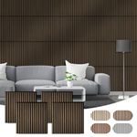 CLICK-DECK Wooden Wall Panels | Premium Acoustic Wall Panels | Slat Wall Panelling For Feature Walls | Sound Absorbing | Modern& Stylish Wood Panels For Walls | Pack of 4 Panels – 60x60cm (Smoked Oak)