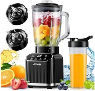 GDOR Professional Blender 1200W 5 Programs Smoothie Blender 52Oz Glass Jar&24 Oz To-Go Cup Combo Countertop Glass Blenders for Smoothies, Shakes, Ice Crushing, Frozen Fruit&Juices Self-Cleaning, Black