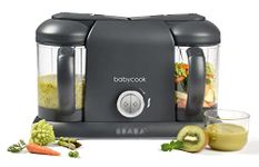 BEABA - Babycook Duo - Baby Food Maker 4 in 1 : Food Procesor, Blender and Cooker - Soft Steamer Cooking - Homemade Baby Food in 15 Minutes - XXL : 2 x 1100 ml Capacity - Dark Grey
