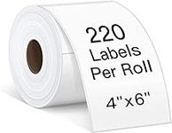POLONO Genuine 4"x6" Direct Thermal Shipping Labels, Perforated Postage Thermal Shipping Labels Compatible with POLONO PL60 Label Printer, Permanent Adhesive, Commercial Grade, 220 Labels/Roll