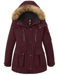 Wantdo Women's Plus Size long Winter Coat Thicken Quilted Parka Hooded Puffer Jacket Wine Red 3X