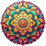 Mys Aurora Unique Wooden Jigsaw Puzzles - Flower Mandala, 500 Pcs King Size 16.5'' x 16.4'', Luxurious Shaped Wood Puzzle, Beautiful Package, Best Gift for Adults and Kids, Family Game