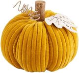 Mud Pie Yellow, 8" Dia x 6" Corduroy Pumpkin Sitter