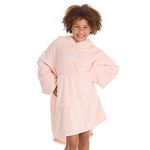 Metzuyan Personalised Girls Oversized Hoodie Plush Fleece Hooded Blanket Coral White Thread One Size