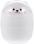 DECHOUS Mini Car Trash Cans, Cute Desktop Trash Can, Mini Waste Bin with Lid Table Waste Basket, Cute Animal Shape Garbage Bin Pen Pencil Holder for Home Office White Office Waste Basket