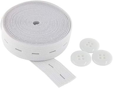 Flat Sewing Band Spool with Buttonholes, Elastic Stretchable, Ideal for DIY Waistbands and Necklines (White, 3/4 inch × 3 Yards)