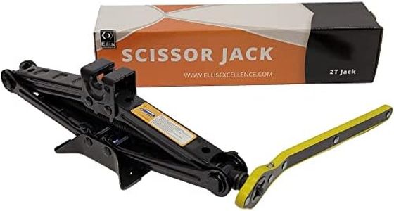 Ellis Excellence Scissor Jack for Lifting Cars - 2 Ton (2T) | Compact, Universal Jacks for Tire Changing, Lifting & Repair | Car Boot Accessories for Drivers, DIY Use & Workshops