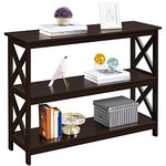 Yaheetech 3 Tier Wooden Storage Console Table Sofa Table Display Shelving for Entryway Living Room, Espresso