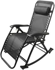 R RUNILEX Adjustable Folding Zero Gravity Rocking Chair with Upgraded Adjustable Lock and Headrest Cushion Recliner Chair use for Indoor & Outdoor (Rocking Chair)
