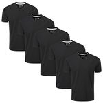 Charles Wilson 5 Pack Plain V-Neck T-Shirt (Small, Plain Black)