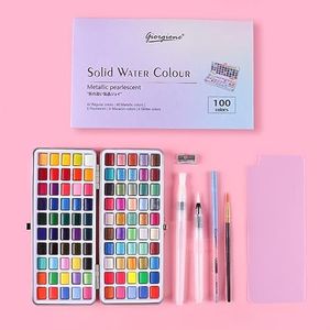 Watercolor Paint Set, Watercolor Paints, Painting Set with Water Brush Pens and Drawing Pencil, 100 Colors,Perfect Starter Kit for Watercolor Painting,Art Supplies, Great for Kids and Adults