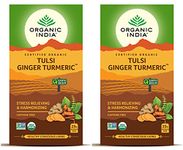 ORGANIC INDIA Tulsi Ginger Turmeric 25 Tea Bags Pack Of 2, 0.55 Pounds