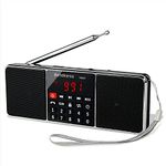 Retekess TR602 Radio AM FM, Portable Radio Battery Operated with Bass Dual Speakers, FM Radio Speaker with AUX Input, USB Disk, TF Card (Black)