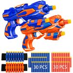 Pandahero 2 Pack Kids Toys Blaster Pistol for Nerf Gun Set, with 2 Wrist Bands & 60 Foam Refill Darts, Fun Birthday Party Supplies & Gifts for Boys Age 8-12