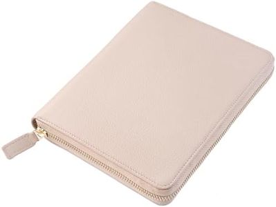 Ox Knight B6 Zipper Leather Planner Cover for Stalogy, Midori, Leuchtturm1917 and More - with Pen Loop, Card Slots and Back Pocket (Beige)
