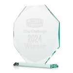 EIO Gifts Personalised 12cm Octagonal Jade Glass Trophy/Award – Perfect for Any Sport, Employees, School Special Ceremonies or Appreciation - Custom Engraved (Text & Logo Engraving)