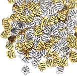 HERZWILD 200 pcs Tibetan Silver Heart Charm Pendants Antique,Golden Yellow Heart Pend，DIY Jewelry Makingant（Golden Yellow+Silver）