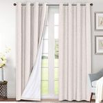 H.VERSAILTEX Ivory Blackout Curtains for Bedroom, Linen Blackout Curtains 108 Inches Long 100% Blackout Thermal Insulated Textured Curtain Draperies Grommet with White Liner, 2 Panels, Ivory