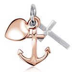 MATERIA Necklace Pendant Faith Love Hope Rose Gold Filled over Sterling Silver Two-Tone #KA-234