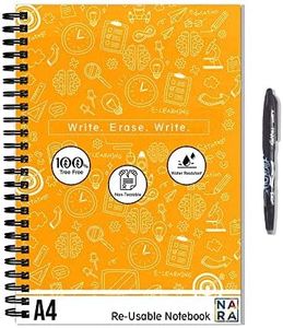 Nara Smart Reusable Notebooks | Set of 2 - A5 & A6 Size | Tangerine Cover | 20 Pages/40 Sides each Book | Includes 4 Erasable Pens & 2 Microfiber Cloths