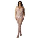 PRINCESS LACE BOUTIQUE UK 6-26 Plus+ S M L XL XXL Fishnet Tights Stockings Horsiery Catsuit Bodystocking industrial look (77B White +UK14-26)