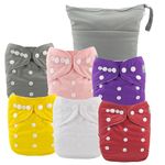 ALVABABY 6 Packs Cloth Diaper Covers &1 Wet Dry Bag Washable Reusable Cloth Diaper Shell For Prefold With Multi-Functional Bag Flat orFitted Diaper Inserts 6NKZ01-CA