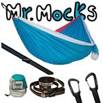 Mr. Mocks Double Hammock with Light Weight Tree Straps and 12kN Aluminum Wire gate carabiners