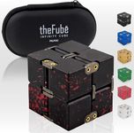 PILPOC theFube Fidget Cube - Deluxe Authentic Fidget Toys for Adults & Kids - Premium Protective Case, Stress Cube, Anxiety Toys, ADHD, OCD, Autism. Quiet Sides & Fidget Clicker Toy (Black & Red)