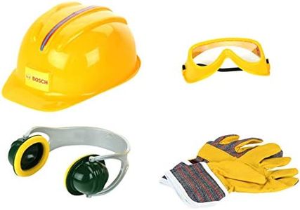 Theo Klein 8537 Set d'accessoires Bosch, 4 pièces - Casque, Casque Anti-Bruit, Paire de Lunettes de Travail et Paire de Gants - Grande qualité - pour Enfants à partir de 3 Ans