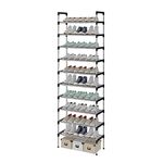 AcornFort® S-508 10 Tiers Silver Adjustable Shoe Storage Tall Shoe Rack Organiser Shelf Hold Stand for 30 Pairs Shoe, 56 x 30 x 170cm, Sturdy Design, Space Saving