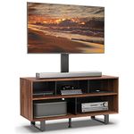 FITUEYES Swivel Floor TV Stand for 32-70 Inch TVS Universal Corner TV Stands with Storage for Media Console Holds Up to 110 Pounds 2 Levels Height Adjustment Television Stands VESA 600x400mm Brown