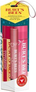 Burt's Bees Mistletoe Kiss Set, 3 Lip Products, Pomegranate Moisturizing Lip Balm, Peony Lip Shimmer and Hibiscus Tinted Lip Balm, 3 Assorted Products, Christmas Gifts, Stocking Stuffer