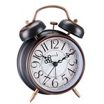 FLOITTUY Loud Alarm for Deep Sleepers 4'' Retro Twin Bell Alarm Clock with Backlight for Bedroom and Home Decoration(Retro Black)