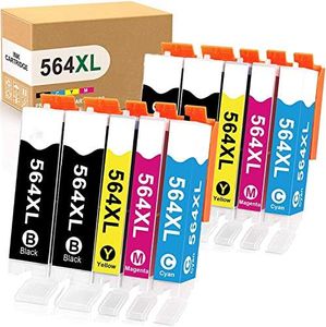 10 Pack Compatible Ink Cartridge for HP 564XL 564 XL to use with DeskJet 3520 3522 Officejet 4620 Photosmart 5520 6510 6515 6520 7520 7525 D7560(4BK,2C,2M,2Y)