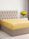 Queen Size Fitted Bed Sheet - Hotel Luxury Single Fitted Sheet Only - Fits Mattress Up to 16 - Extra Soft, Wrinkle Free, Breathable & Cooling - Bottom Fitted Sheet - Yellow Single Fitted Sheet Only