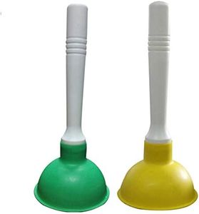 Coralpearl Hand Drain Plunger Small Force Pump Cleaner Plumber Helper Unclogger Tool Short Little Clog Remover for Kitchen Sink, Bathroom Toilet, Shower Tub in 4 Inch Cup 9" Bar Handle (Green+Yellow)