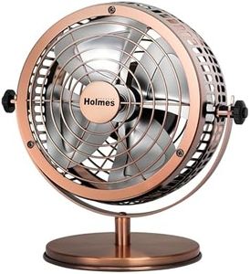 HOLMES 6" Heritage Table Fan, 2 Speeds, 4 Blades, Adjustable 145° Head Tilt, Metal Construction, Ideal for Home, Bedrooms, Dorm Rooms or Office, Brushed Copper